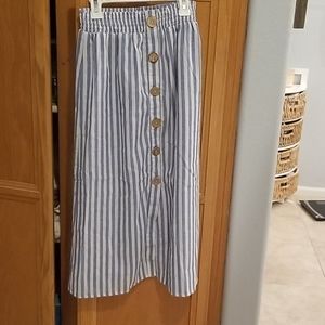 White and blue stripes maxi skirt